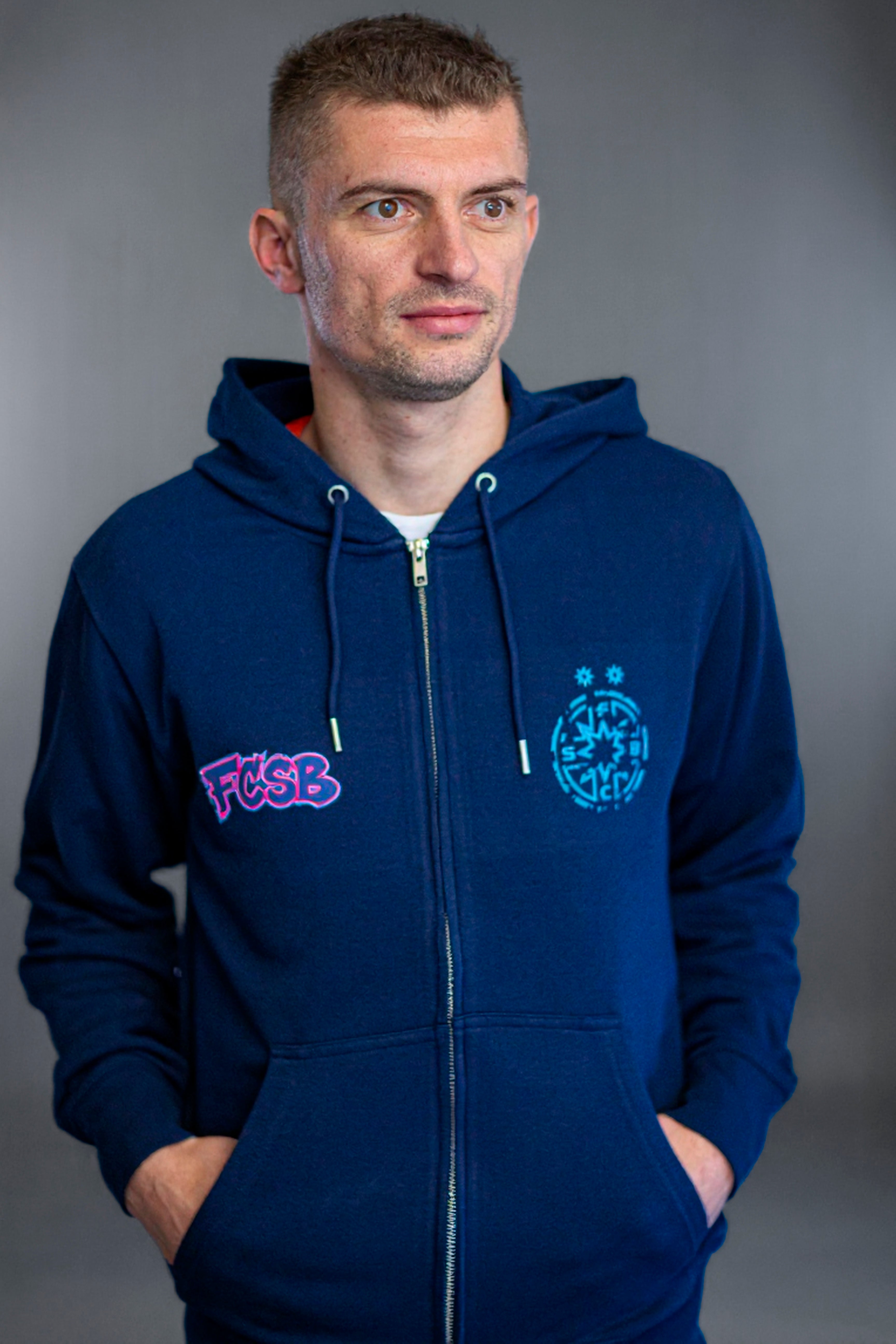 Hanorac cu Fermoar Adulti FCSB Teddy Cool Navy