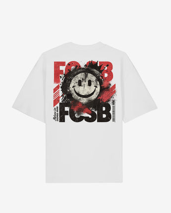 Tricou Oversized Adulti FCSB Smiley Graffiti Alb