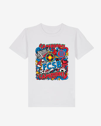 Tricou Campioni Copii FCSB Buzz Alb